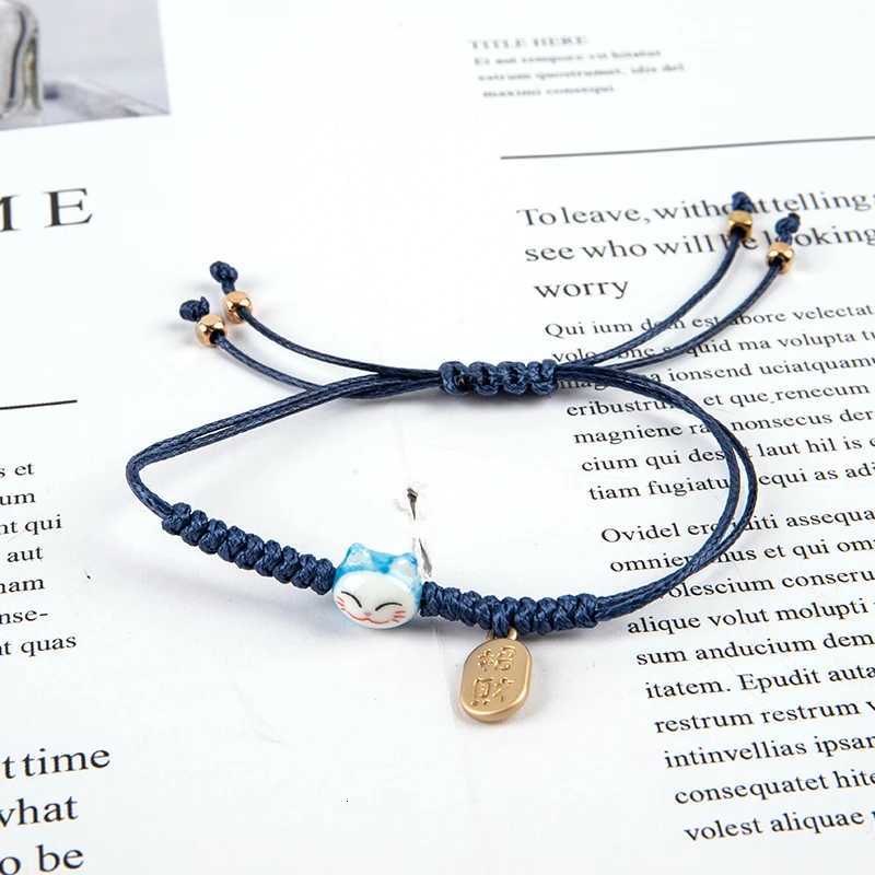 Handmade Colorful Rope Lucky Cat Bracelet For Women Girls Birthday Gifts Charm Tassel Fashion Maneki Neko Couple Bangles H260228