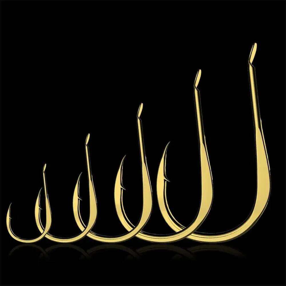 20Pcs/Pack High Carbon Steel Golden Fishing Sharp Barbed Hook Puncture Strong Flat Gold Fish Hooks Z260228