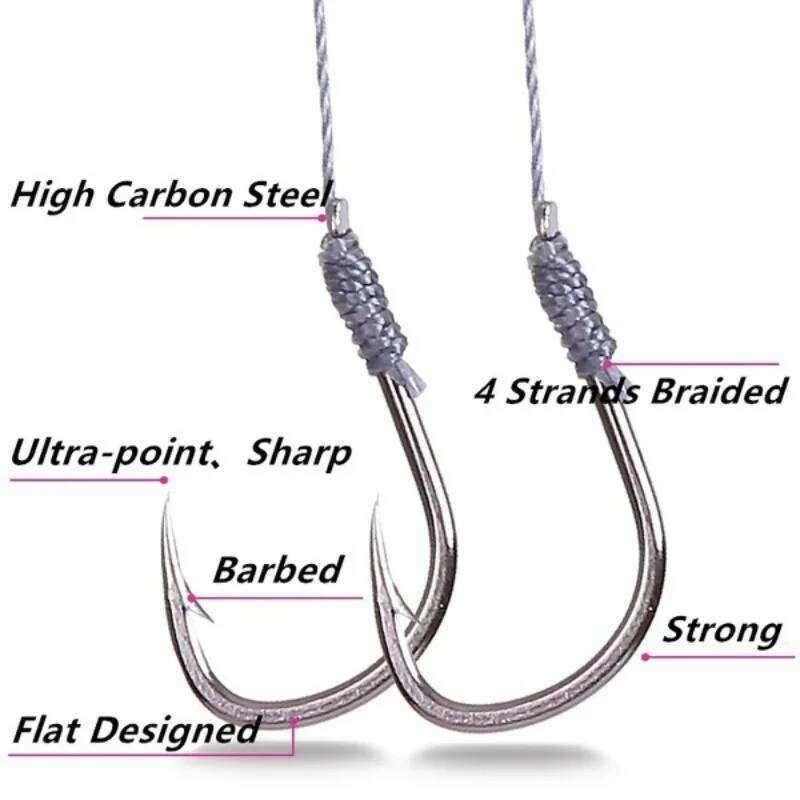 5Pack/50 Tool Tied Good Strong Horse Line Double Pair Hook Fishs Fishing Gear Accessories Sub-line Hooks Z260228