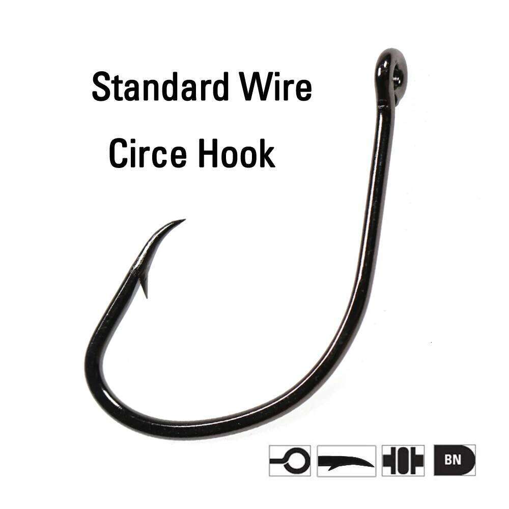 Ellllv 20pcs 1/0 - 8/0 High Carbon Steel Standard Wire Offset Circle Hook Saltwater Fishing Sabiki Rig Hooks Snapper Grouper Z260228
