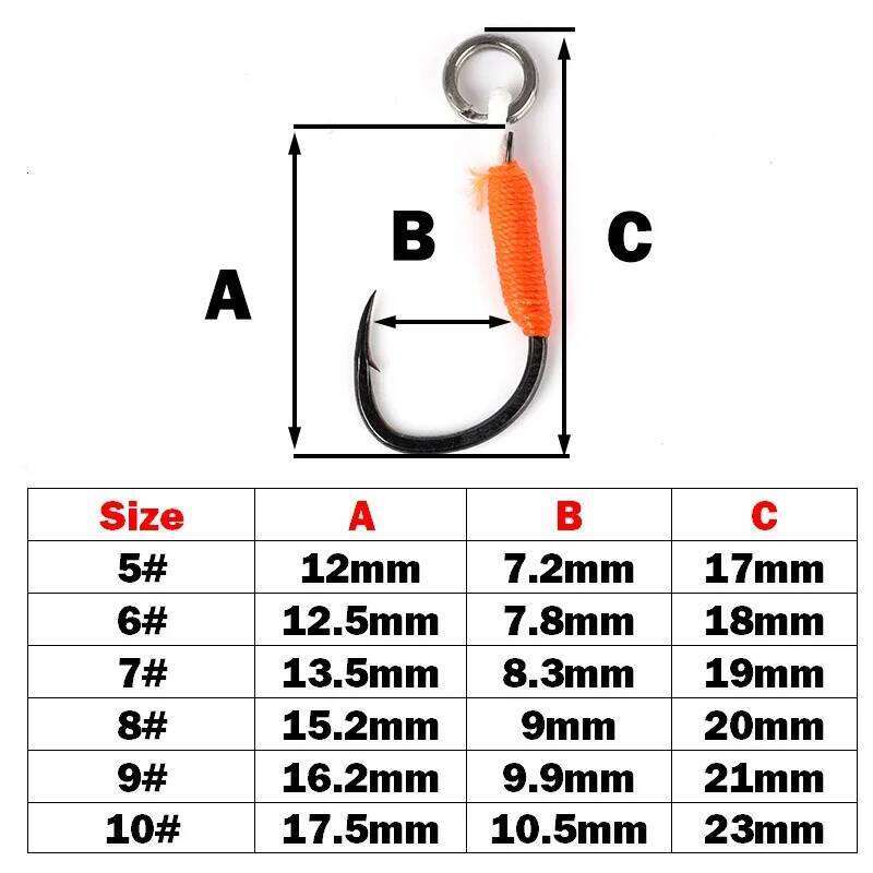 OUTKIT 10pcs Lure Hardbait DIY Fishing Cast Jigs Assist Hook Barbed Single Jig Hooks Pesca High Carbon Steel Z260228