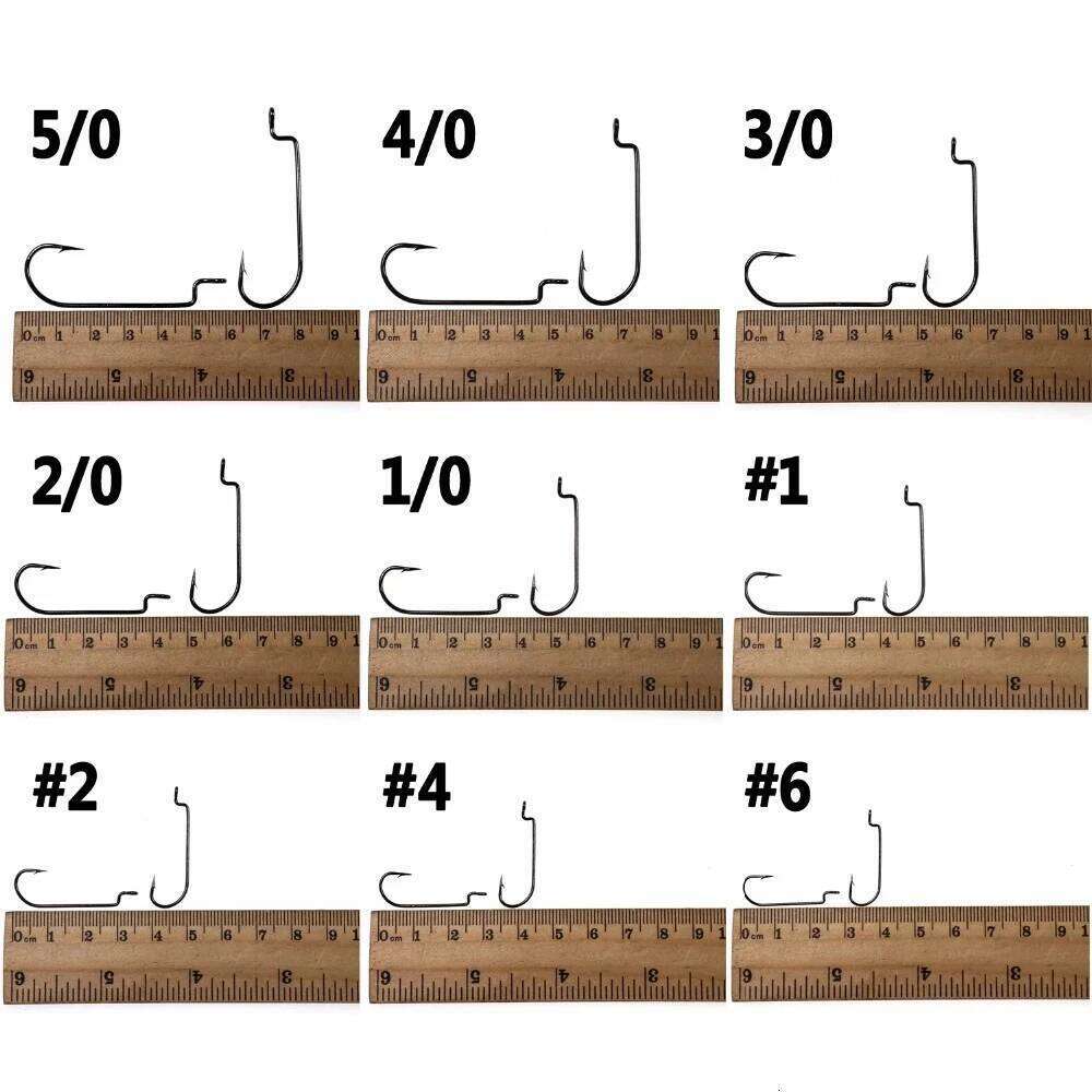 Wifreo 20PCS High Carbon Steel Soft Bait C Offset Shank Worm Hook Jig Rig Fishing Size 6 4 2 1 1/0 2/0 3/0 4/0 Z260228