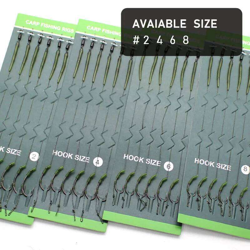 6pcs Hair Rigs Ready Made Carp Hook Size 2#4#6#8 Fishing Tackle Equipment Accessories Pesca Z260228