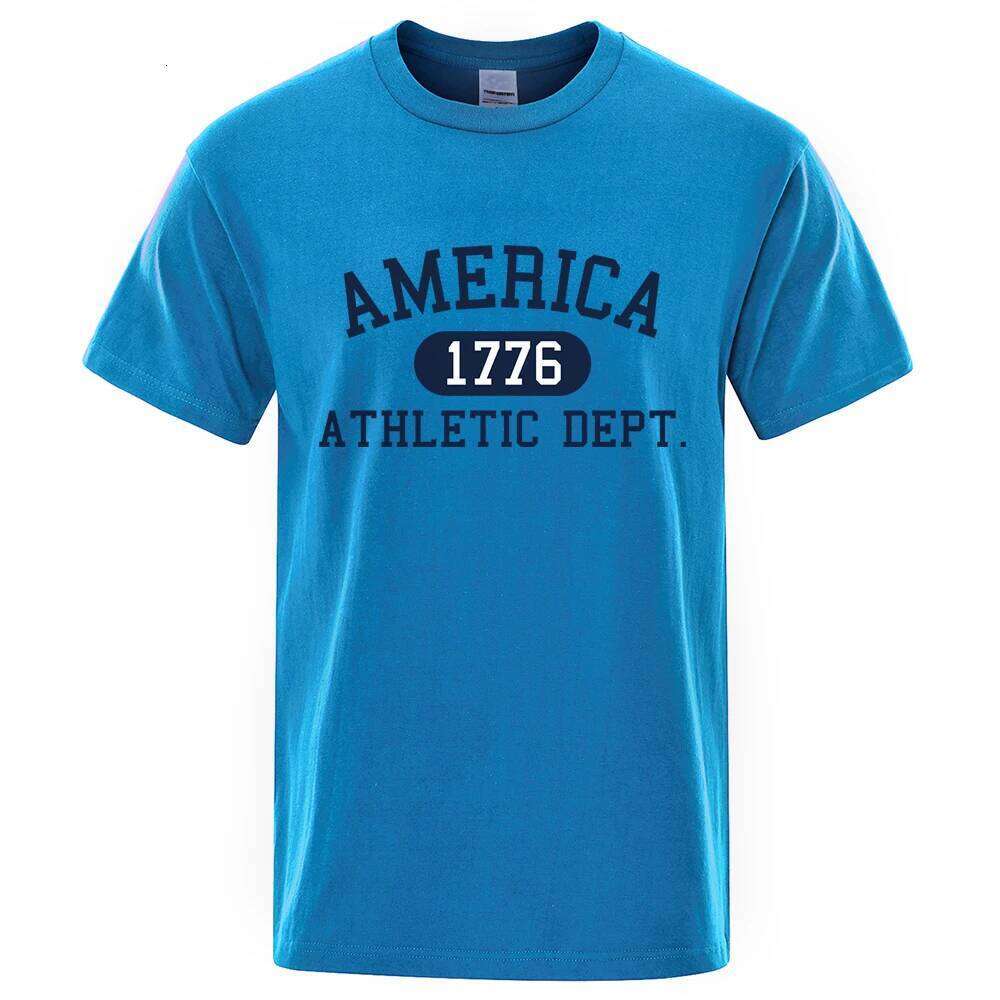 America 1776 Athletic Dept Letter Tshirt Man Fashion Summer Luxury T-Shirt Hip Hop Breathable Cotton Tee Clothes C260228 - view 4