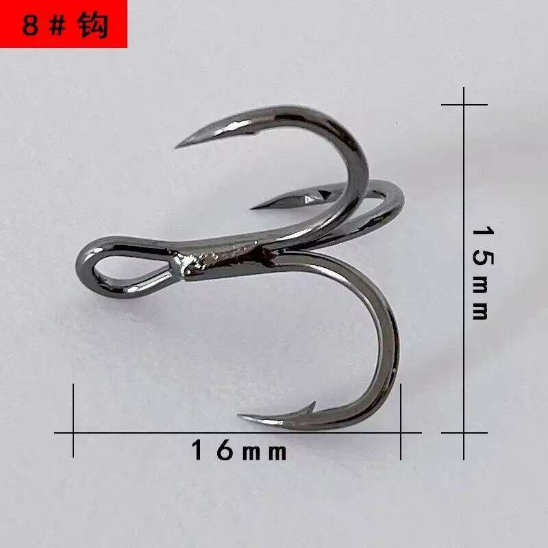 50Pcs High carbon steel black nickel round body sharp three anchor hooks fishing accessories Z260228