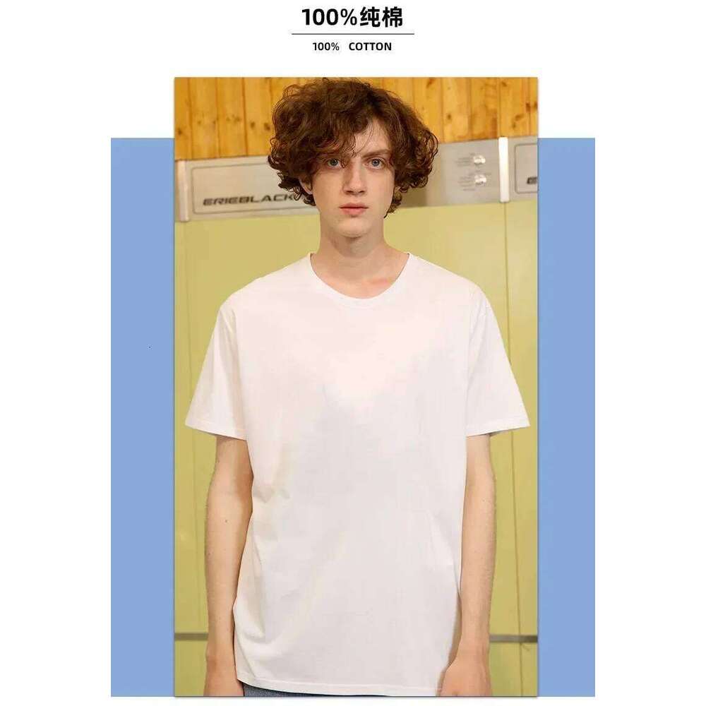 100% cotton Solid Tshirts Mens Short Sleeve Fashion Brand Trend White Black Clothing Tees Woman Customized Products Summer C260228 - view 7