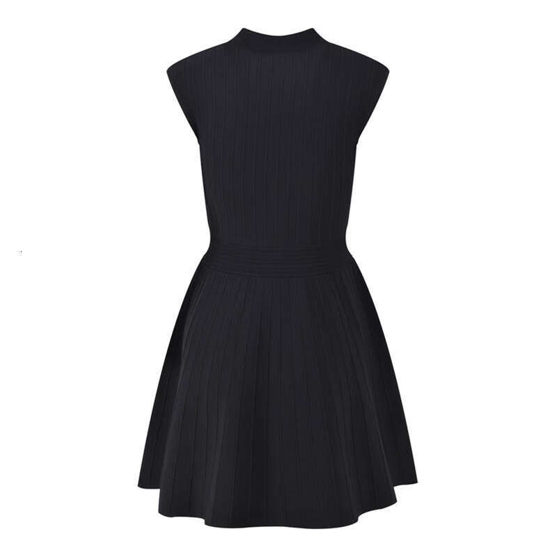 2026 autumn and winter fashion simple design elegant and lightweight work pants vest V-neck a1 striped knitted dress