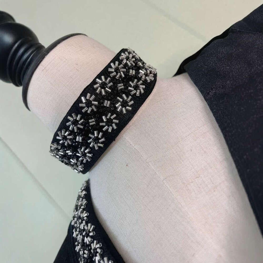 2026 Autumn/Winter European and American Fashion Handmade a2 Beaded Light Luxury Sexy Velvet Slimming Long Dress Annual Party Dress