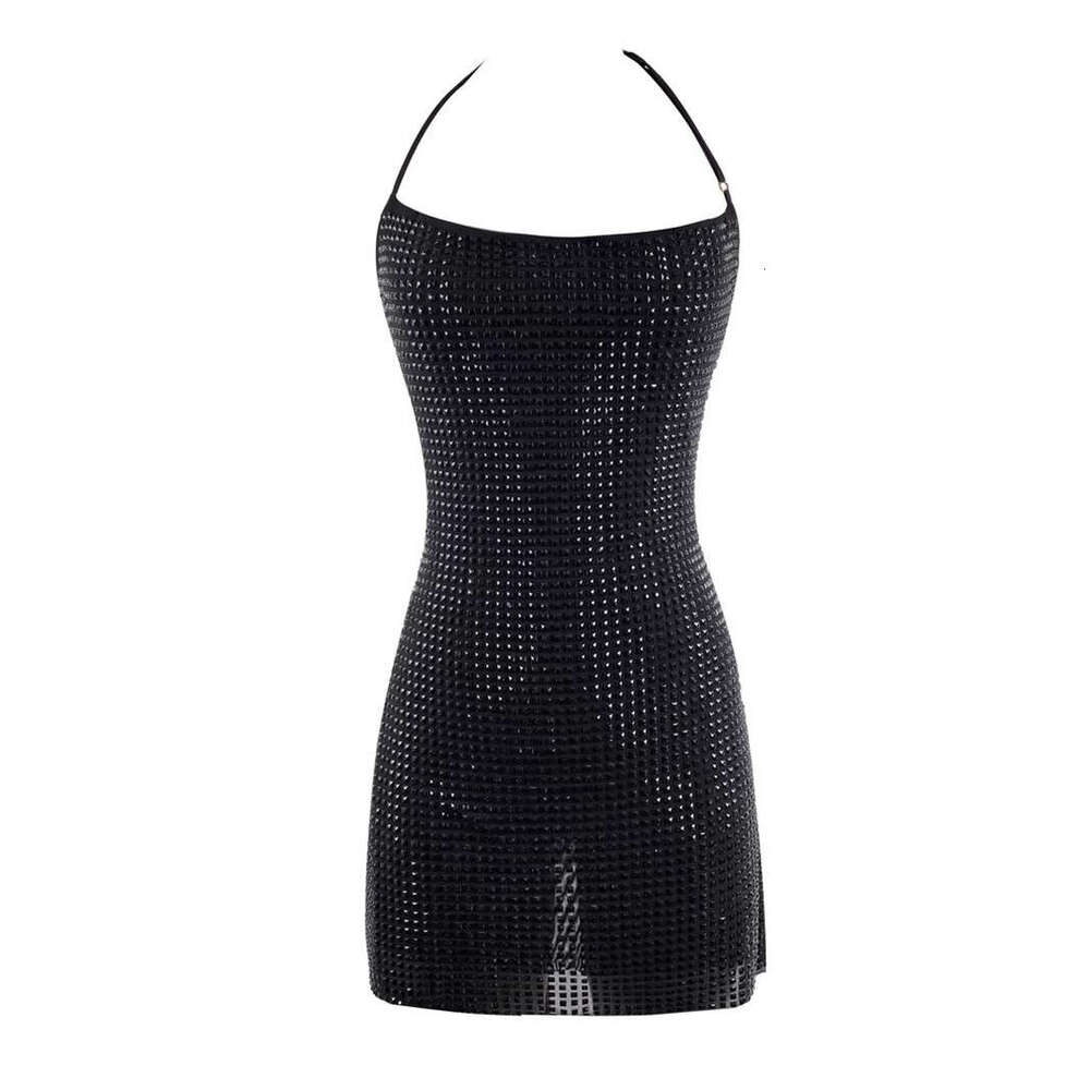 2026 Summer New Sexy Women's Strap Skirt Shining Water Diamond Slimming Goddess Party a2 Short Skirt