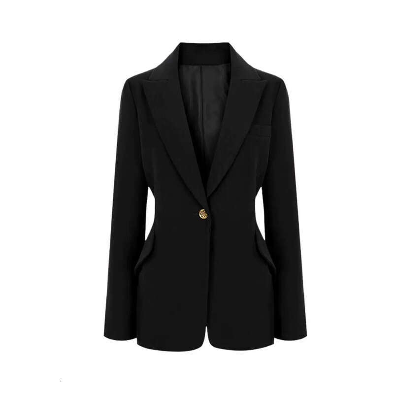 2026 Spring/Summer Celebrity Same Style Fashionable Light Business a3 Single Button Waist slimming Black Women's suit