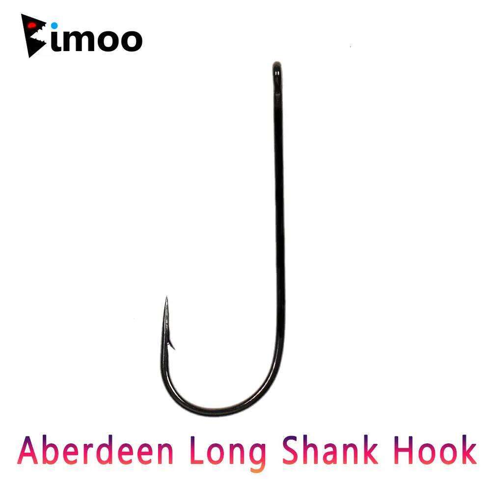 Bimoo 50PCS Aberdeen Long Shank Fish Saltwater Freshwater Fishing Hooks Metal Trolling Lures Streamer Fly Tying Hook Z260228