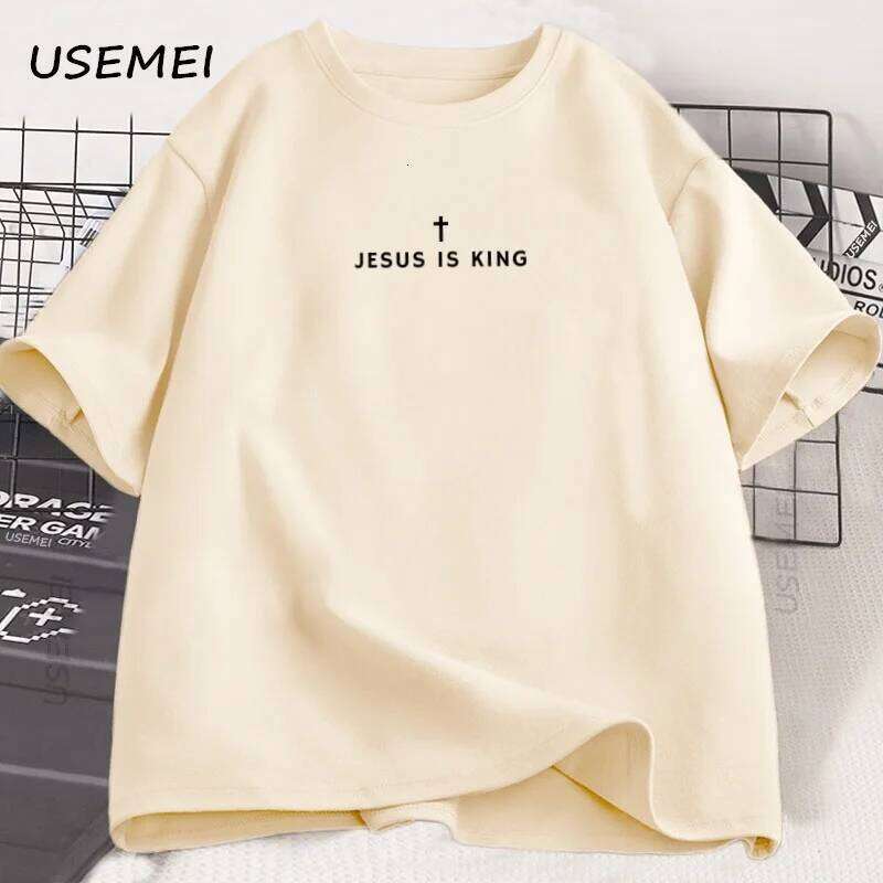 Is King T Shirt Men Women Christian Merch Jesus T-Shirt Faith Cotton Short Sleeve Round Neck Graphic Tees C260228 - view 3