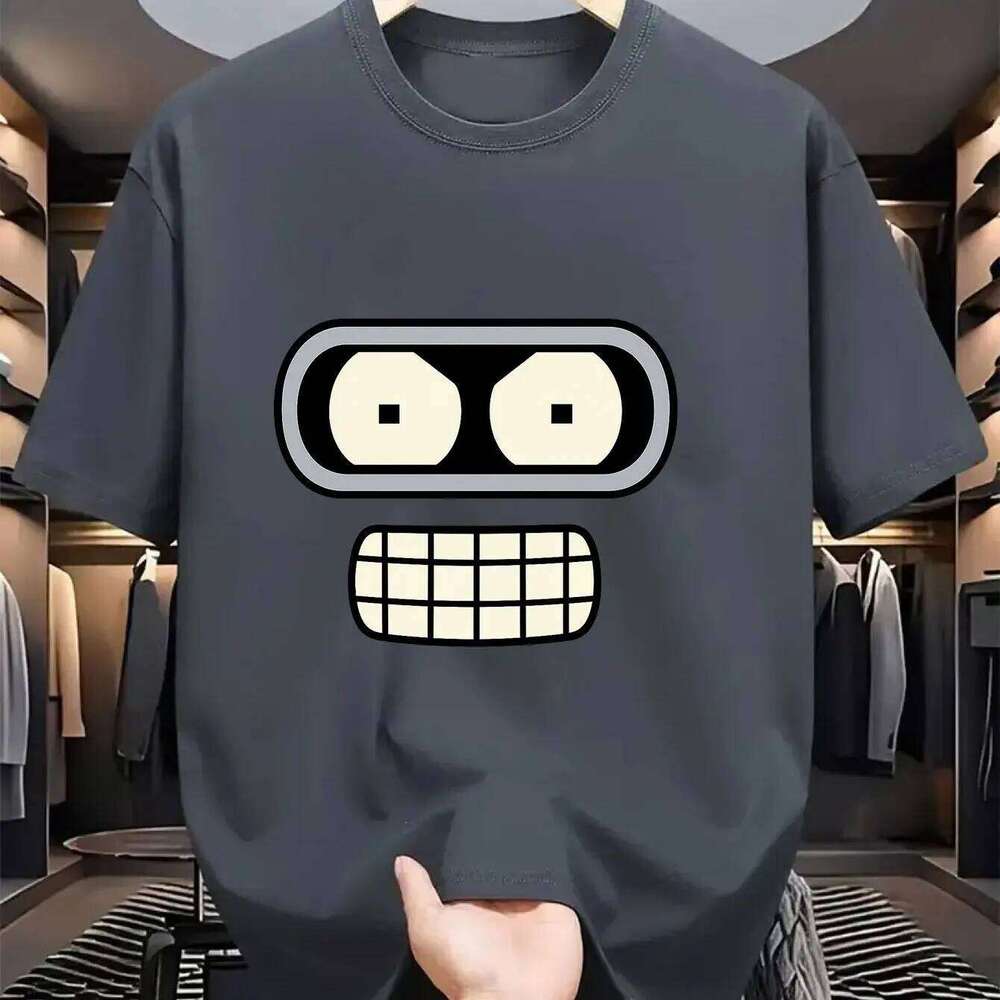 Men Robot Graphic T-Shirt Funny Futurama Bender Design Breathable Cotton Round Neck Short Sleeve Casual Summer Tee C260228 - view 4