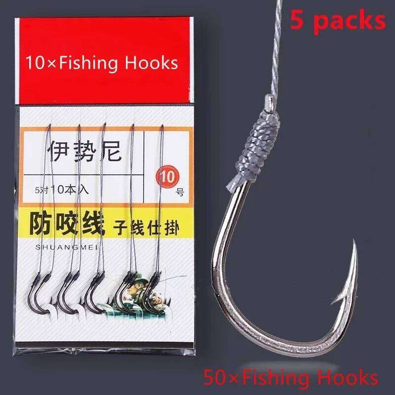 5Pack/50 Tool Tied Good Strong Horse Line Double Pair Hook Fishs Fishing Gear Accessories Sub-line Hooks Z260228