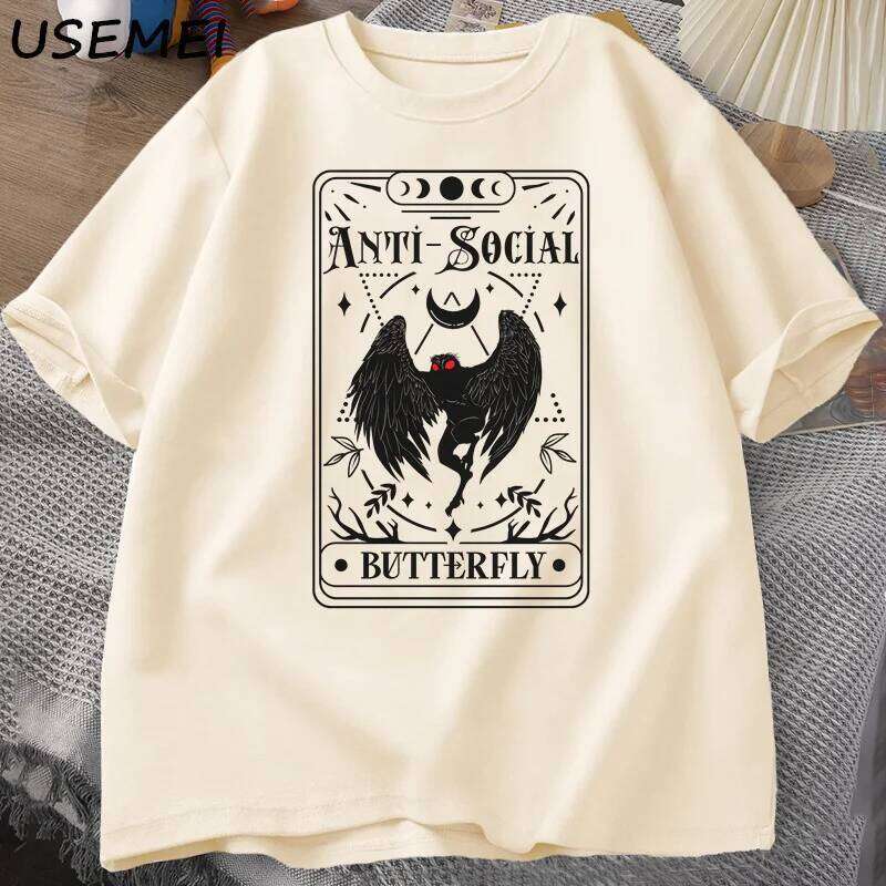 Mothman Tarot Card Butterfly T-shirt Man Vintage Cotton Short Sleeve T Shirt Streetwear Casual Round Neck Printed Tshirts Tops C260228 - view 3