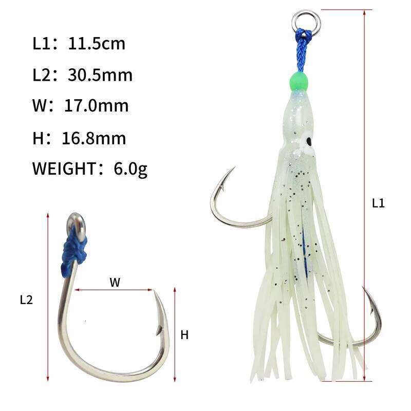ZYZ 1pc JIG Assist Hook Slow Jigging Soft Octopus Bait String Deep Sea Fishing Hooks Z260228