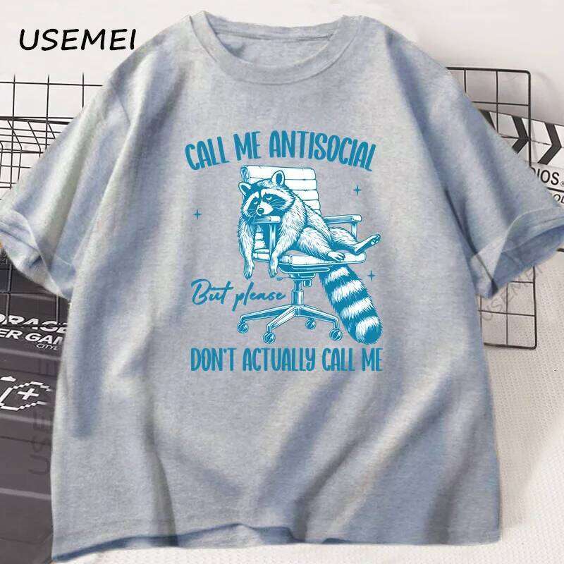 Please Don't Actually Call Me T-shirt for Men Women Funny Cotton Short Sleeve Raccoon Printed Tshirt Summer Men's Clothing C260228 - view 5