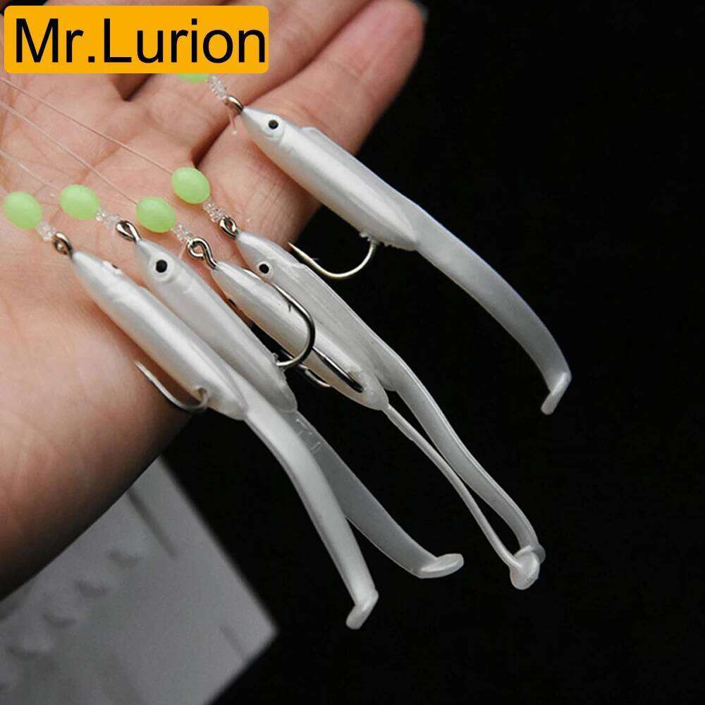 Mrlurion 1bag Cluster Soft artificial Eel Sabiki Rigs String Hooks Lure Fishes Saury Squid Mackerel Scad Saltwater Fishing Z260228