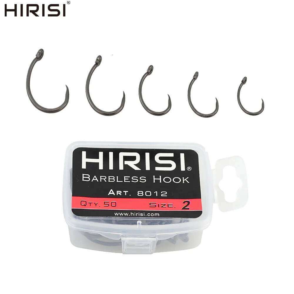 Hirisi 50pcs Coating High Carbon Stainless Steel Barbless Hooks Hook Fishing Tool Accessories 8012 Z260228