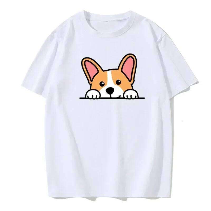 SKADE Floral Print T-Shirt Cute Dog Corgi Graphic Women's Casual Comfortable Short-sleeved Daily Versatile Top C260228 - view 4
