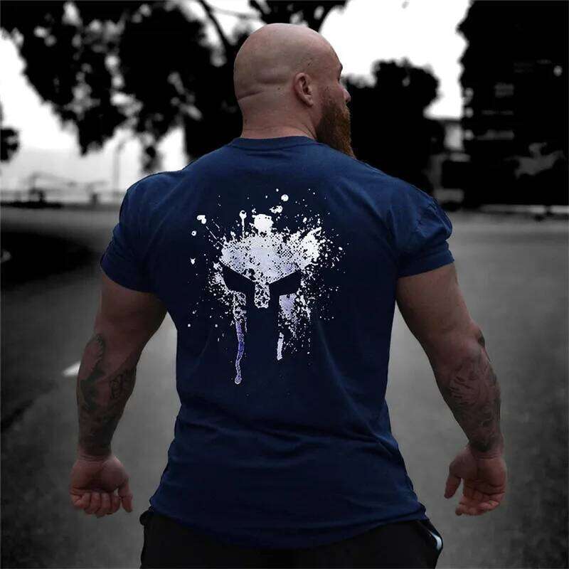 Summer Men's Casual Fitness Outdoor Running Short Sleeve T-Shirt Fashion O Neck Warrior Gym Oversized Mens Clothing C260228 - view 6