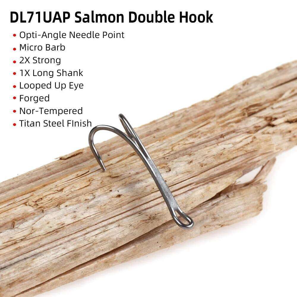 Wifreo 8pcs DL71UAP Double Barbed Tying Hook #4-#12 for Salmon Steelhead Streamer Fly Trout Z260228
