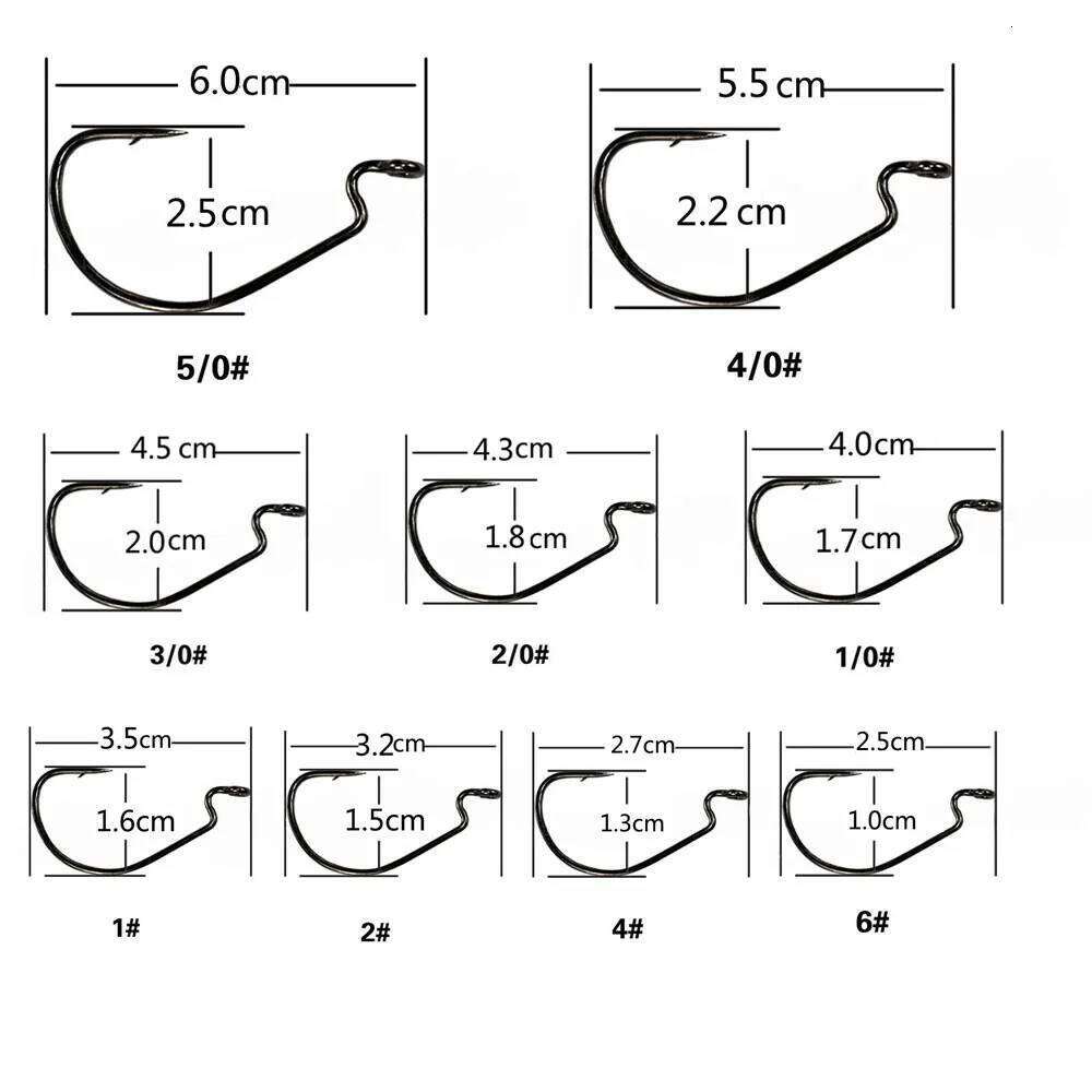 Hexakill 20pcs/lot 1#2#4#6# 10pcs/lot 1/0#2/0#3/0#4/0#5/0# wide crank fishing barded bass carp hook for soft worm lures Z260228