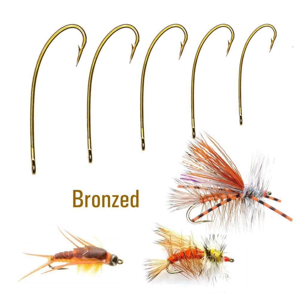 Vtwins 50PCS 3X Long Shank Curve Barbed Hook Dry Flies Hoppers Terrestrials and Stonefly Nymphs Fly Tying Fishing Hooks Z260228