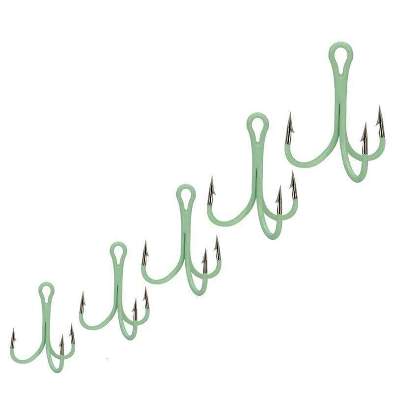 Fishing Glow Treble Hook 2# 4# 6# 8# 10# High Carbon Steel Luminous Barbed Hooks Lot 10 Pieces SALE Z260228