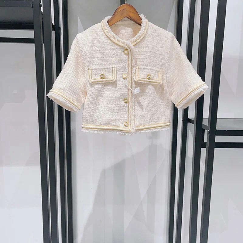 2026 Designer Women's Vertical Striped Short Sleeve Jacket and Pants Set - Spring Casual Wear - view 3