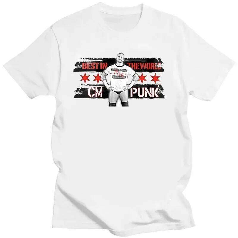 Hipster Clothing Cm Punk T Shirt Male Female American Pro Wrestler Fashion 2024 Black and White T-Shirt Classic Cool Street Wear C260228 - view 4