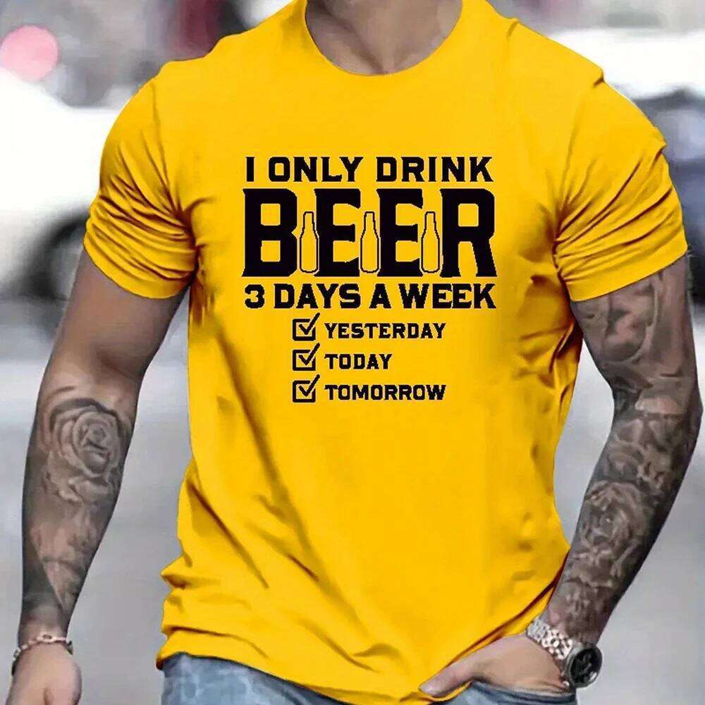 Funny T-Shirt Apparel Fashion I Only Drink Beer Letter 3D Printed T-shirts Large Size Loose Men's Short Sleeve Clothing C260228 - view 5