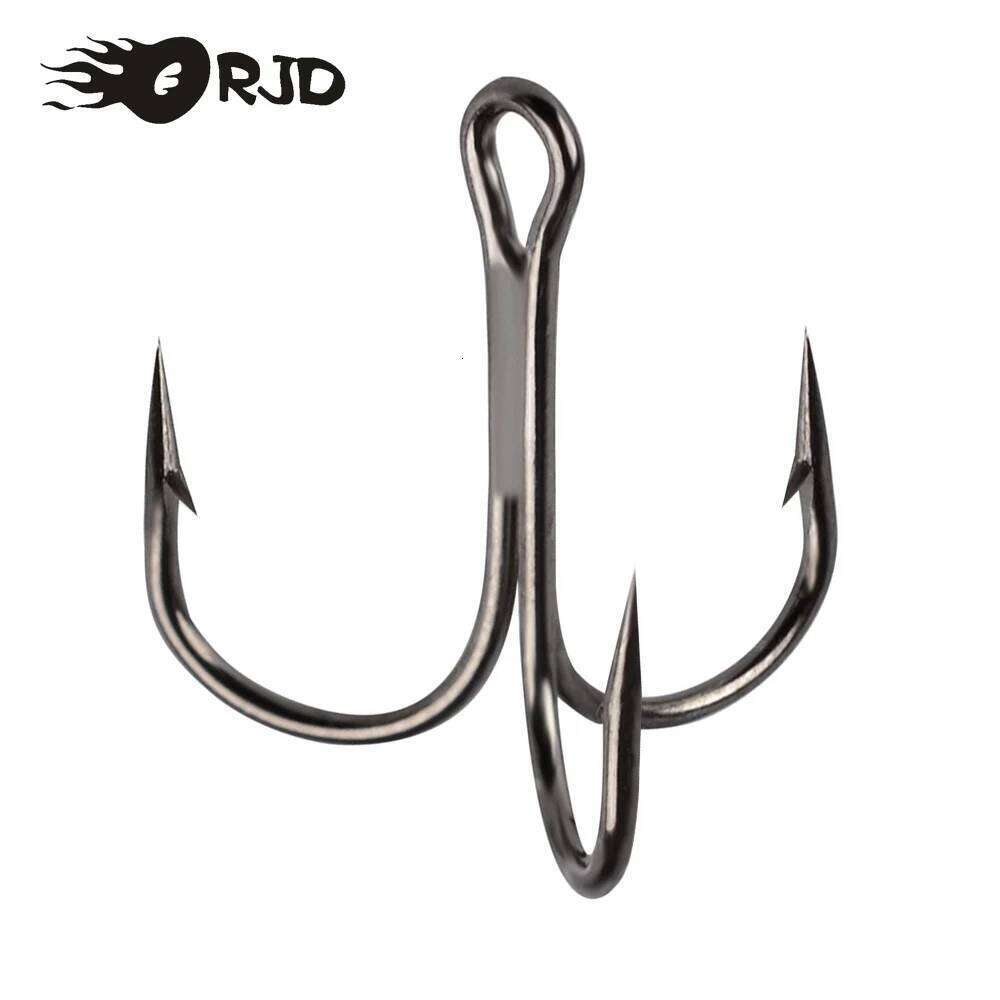 ORJD 50pcs Hooks Quality Nickel Triple Size 1#-12# Anchor Barbed Treble Hook High Carbon Steel Fishing Tackles Z260228
