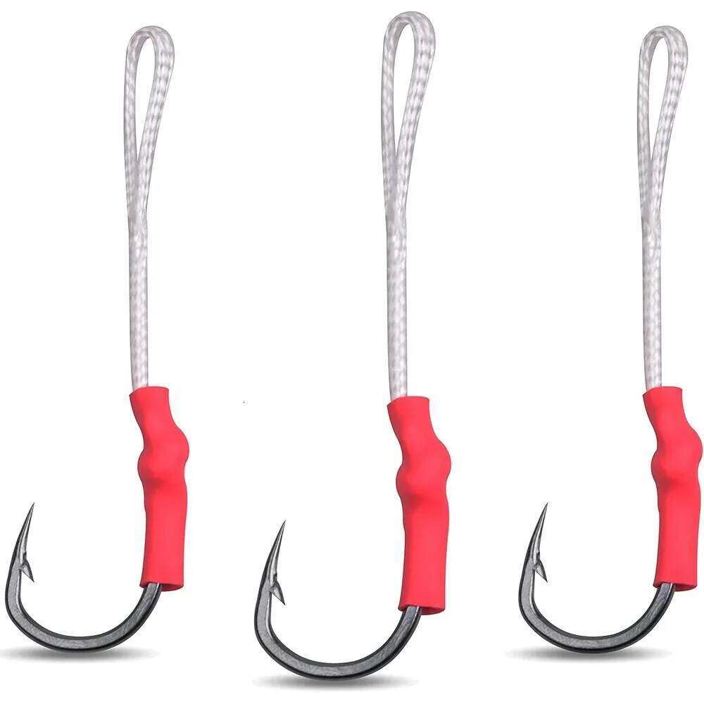 10Pcs with PE Line Stainless Steel Vertical Jigging Assist Saltwater Fishing Jigs Hooks for Tuna Z260228