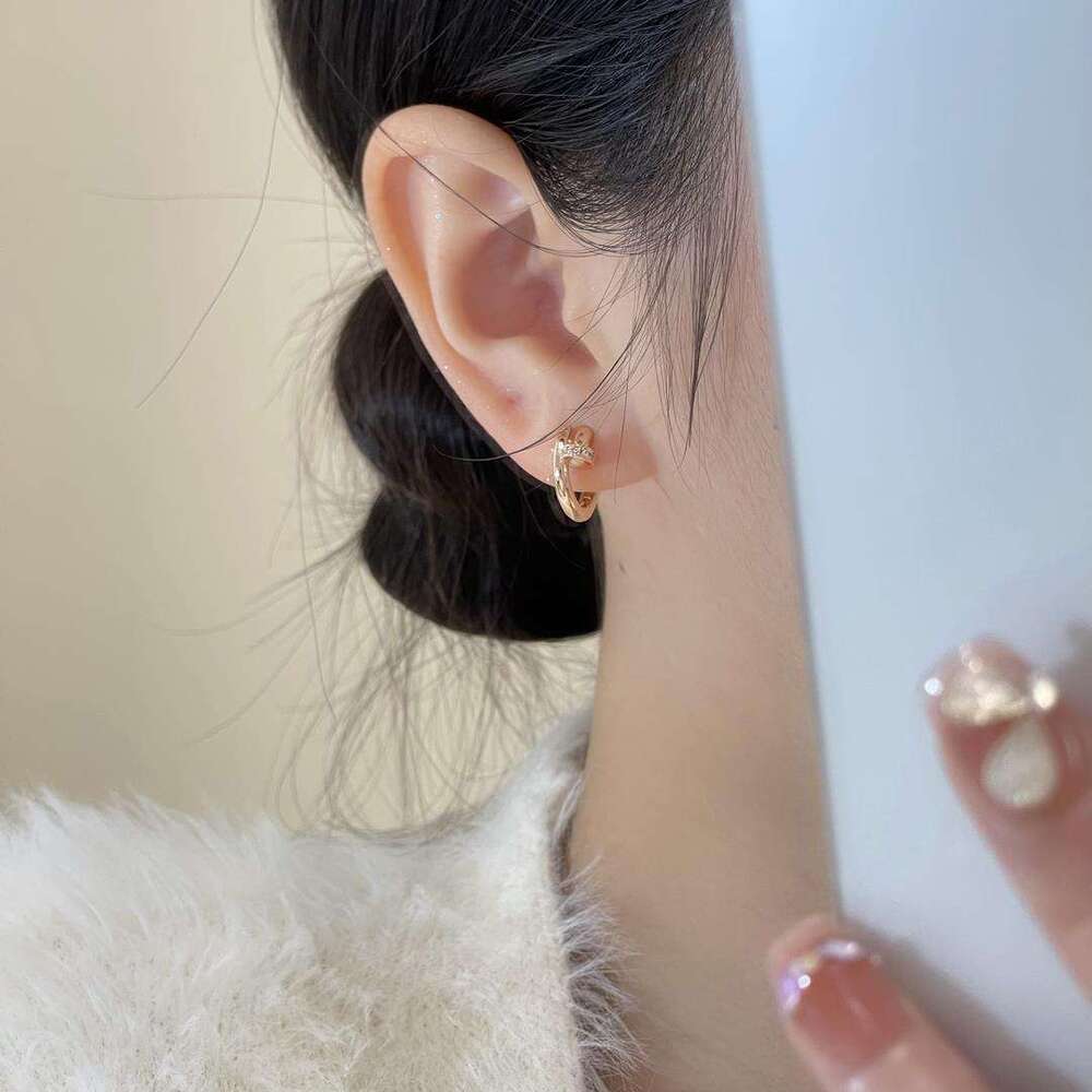 Earrings For Women Minimalist Polished Style Jewelry Sparkling CZ Inlaid Huggie Earrings for Office Wear Womens Jewelry