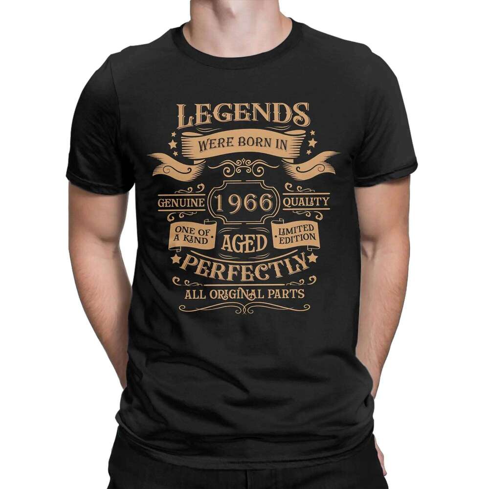 Mens Womens Born in 1966 vintage age 60 years old funny 60th birthday Shirt 100% Cotton Printed T-Shirt Clothing Outfits C260228 - view 3