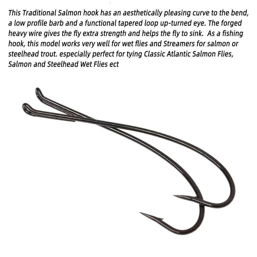 Bimoo 10pcs 2/0 High Carbon Steel Traditional Hook For Tying Wet Fly Streamers Salmon Trout Steel Z260228