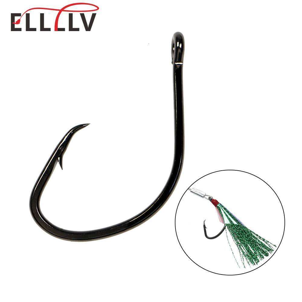 Ellllv 20pcs 1/0 - 8/0 High Carbon Steel Standard Wire Offset Circle Hook Saltwater Fishing Sabiki Rig Hooks Snapper Grouper Z260228