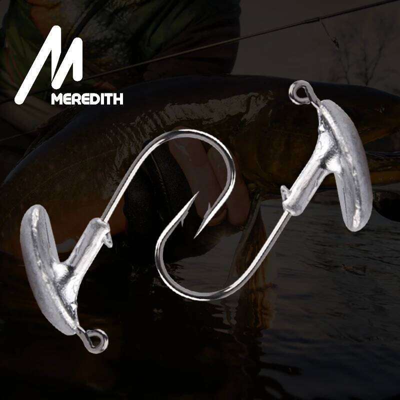 MEREDITH 10PCS/Lot 3.5g 5g 7g 10g 14g Blood Slot Jig Head Tumbler Hooks for Soft Lure Carbon Steel Fishing Hoooks Z260228