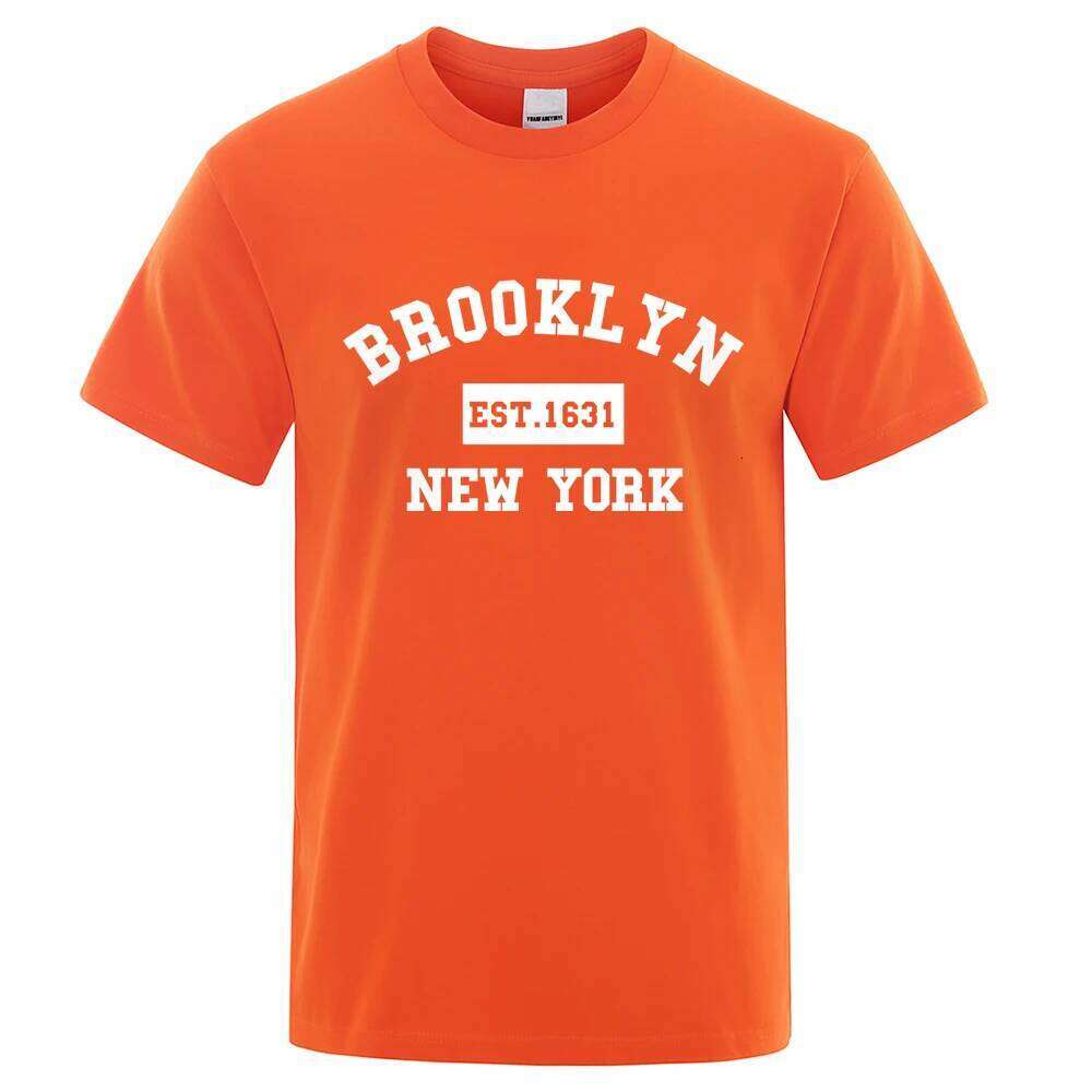 Brooklyn Est. 1631 New York Letter Print T-Shirt Man Casual Loose T-Shirts Summer Cotton Tops Fashion Breathable Tee Clothing C260228 - view 5