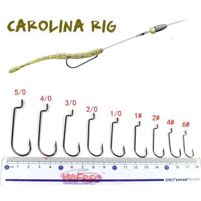 Wifreo 20PCS High Carbon Steel Soft Bait C Offset Shank Worm Hook Jig Rig Fishing Size 6 4 2 1 1/0 2/0 3/0 4/0 Z260228
