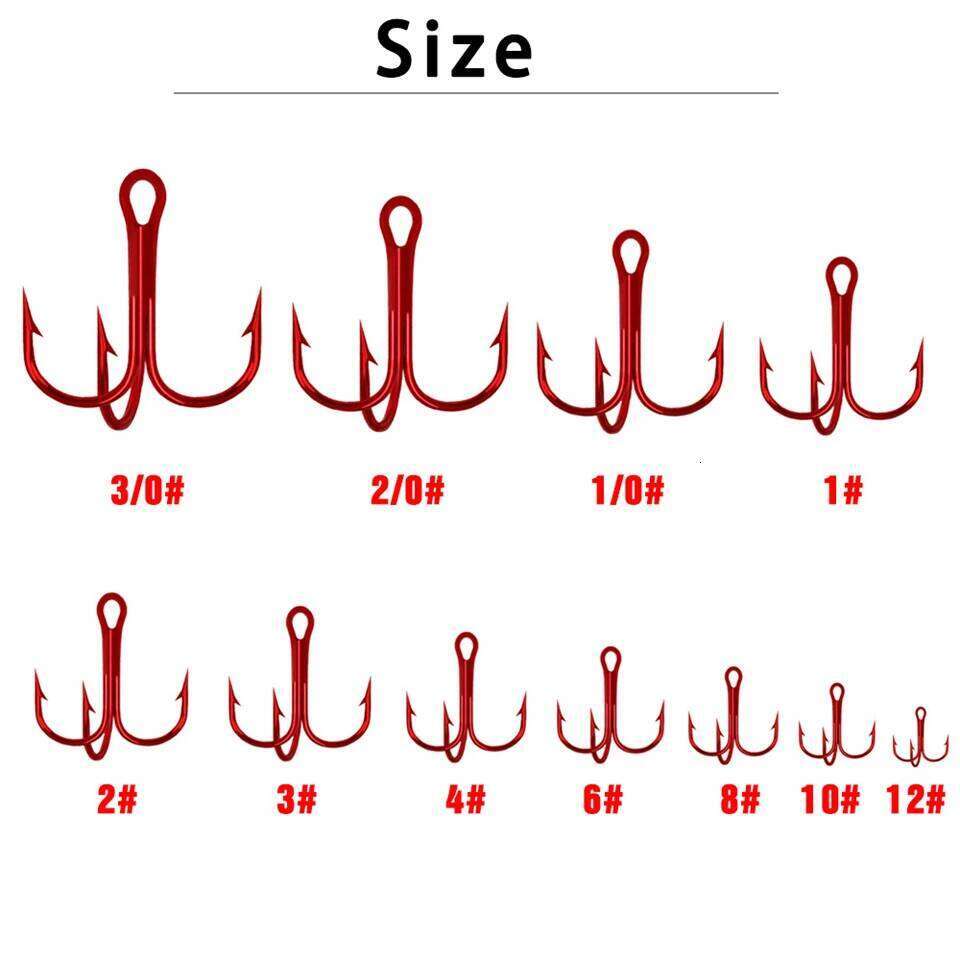 Balanzze Hooks Triple 10pcs Size 3/0-12# Anchor Barbed Treble Hook High Carbon Steel Fishing Tackle Z260228