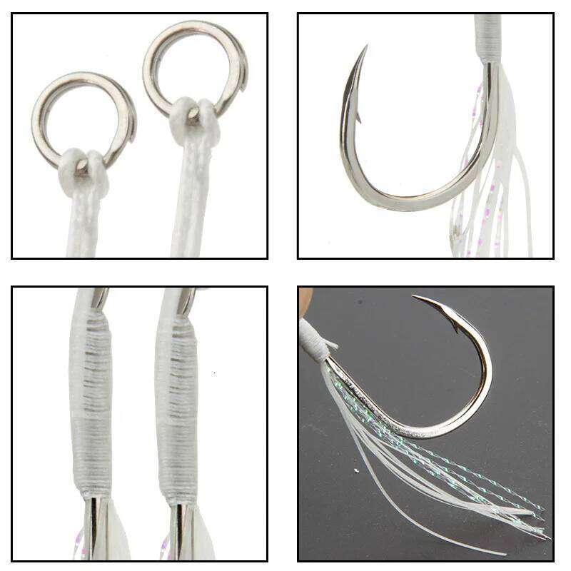 Luminous Jigbait Have Barbed Lure Tie Wool Iron Plate Auxiliary Single Double Scattered Hook Saltwater Z260228