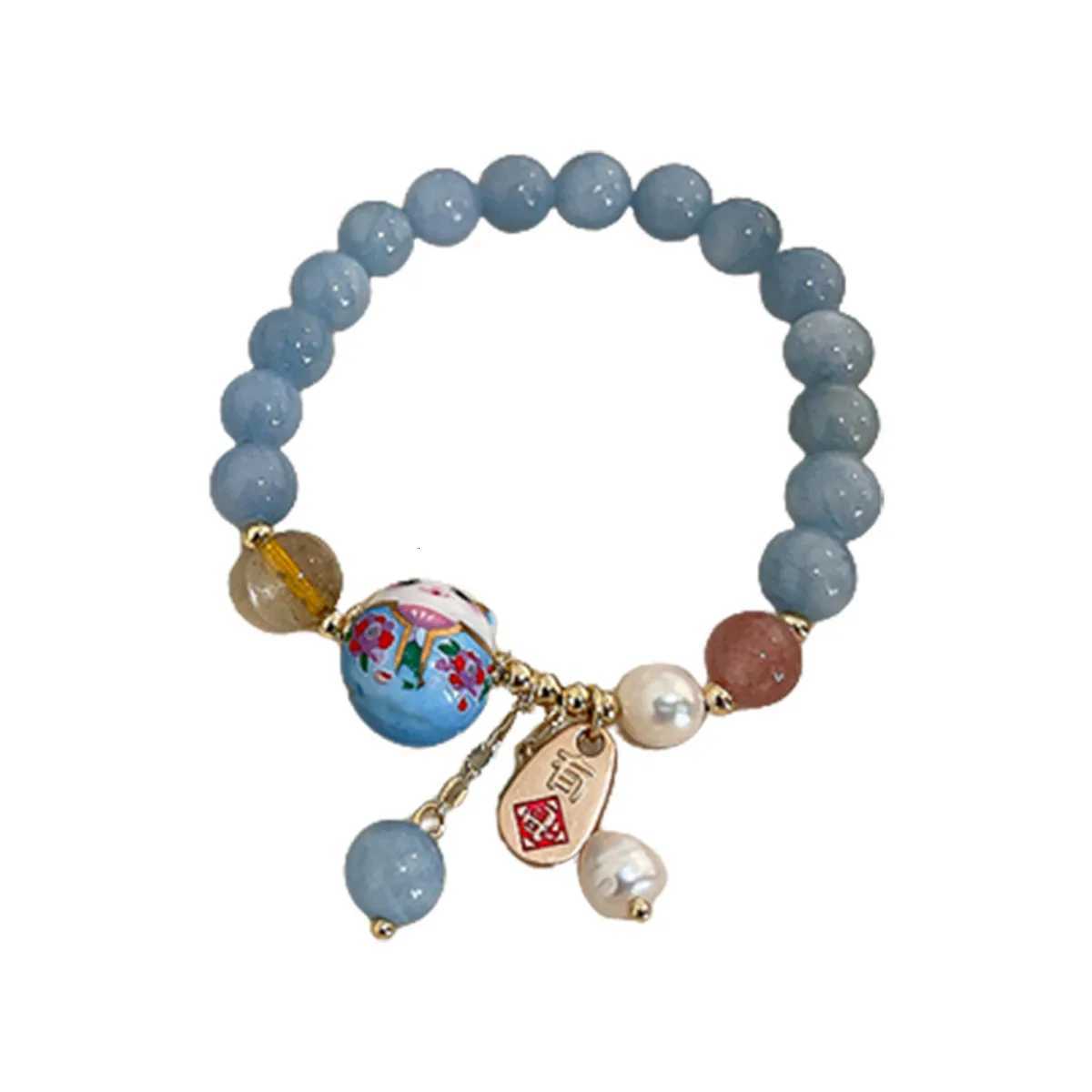 b24 Cat Charm Versatile Lovely Ceramic Woven Bracelet Blue Anime Ins Pendant Rope Chain Ulzzang Cartoon Jewelry Gift Wholesale H260228