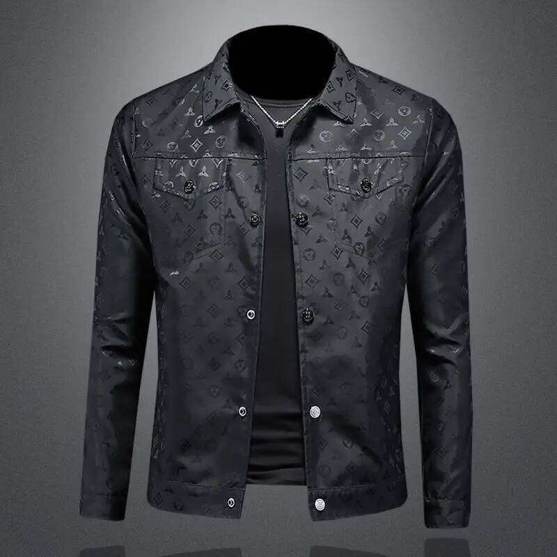 Men's Autumn Jacket Printed Flower Lapel Slim Fit Thin Casual Trendy High Quality Large Size