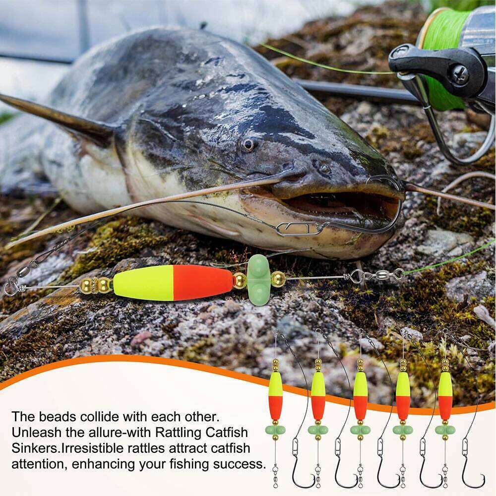 1Pcs Float Catfish Tackle Rattling Cork Peg Floats Bait Rigs with Rattle Beads Octopus Circle Hooks Crane Swivels Z260228