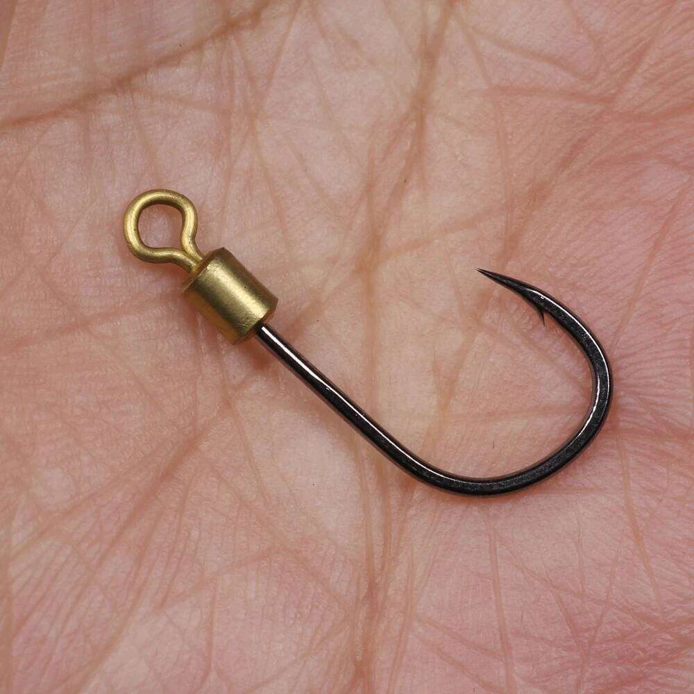 10pcs High Carbon Steel 360 Rotating Swivel Hook for Freshwater Saltwater Fishing Metal Spoon Minnow Lure Worm Hooks #4-#16 Z260228