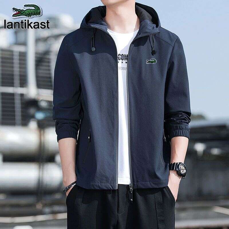 Noble designer Crocodile Men's Autumn Winter New Casual Jacket Male LANTI KAST Student Stylish Korean Version Trendy Slim Fit Trench Coat