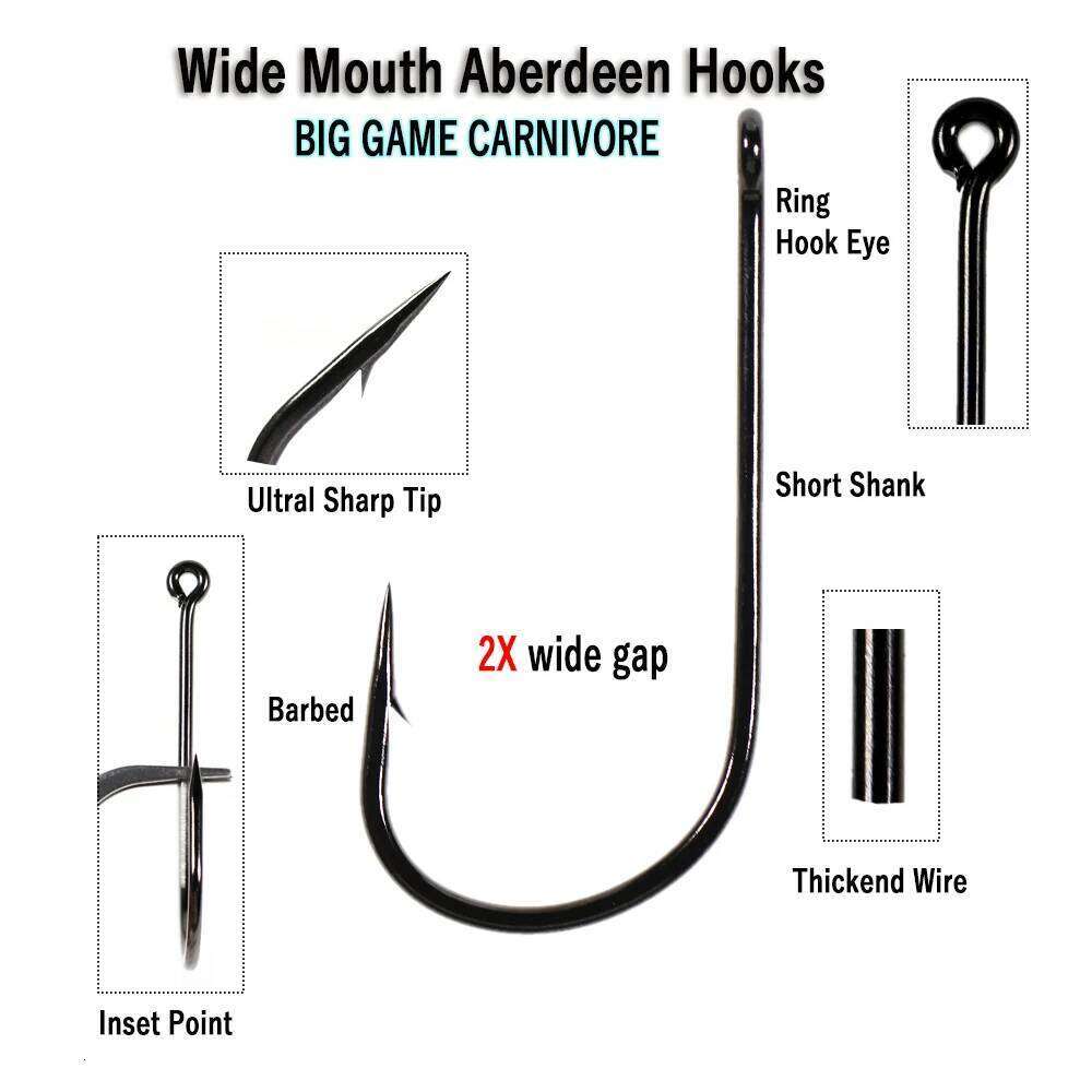 Wifreo 20PCS 1/0-6/0 2X Wide Mouth Short Shank Big Game Streamer Fishing Hooks Saltwater Freshwater Sabiki Rig Fly Hook Z260228
