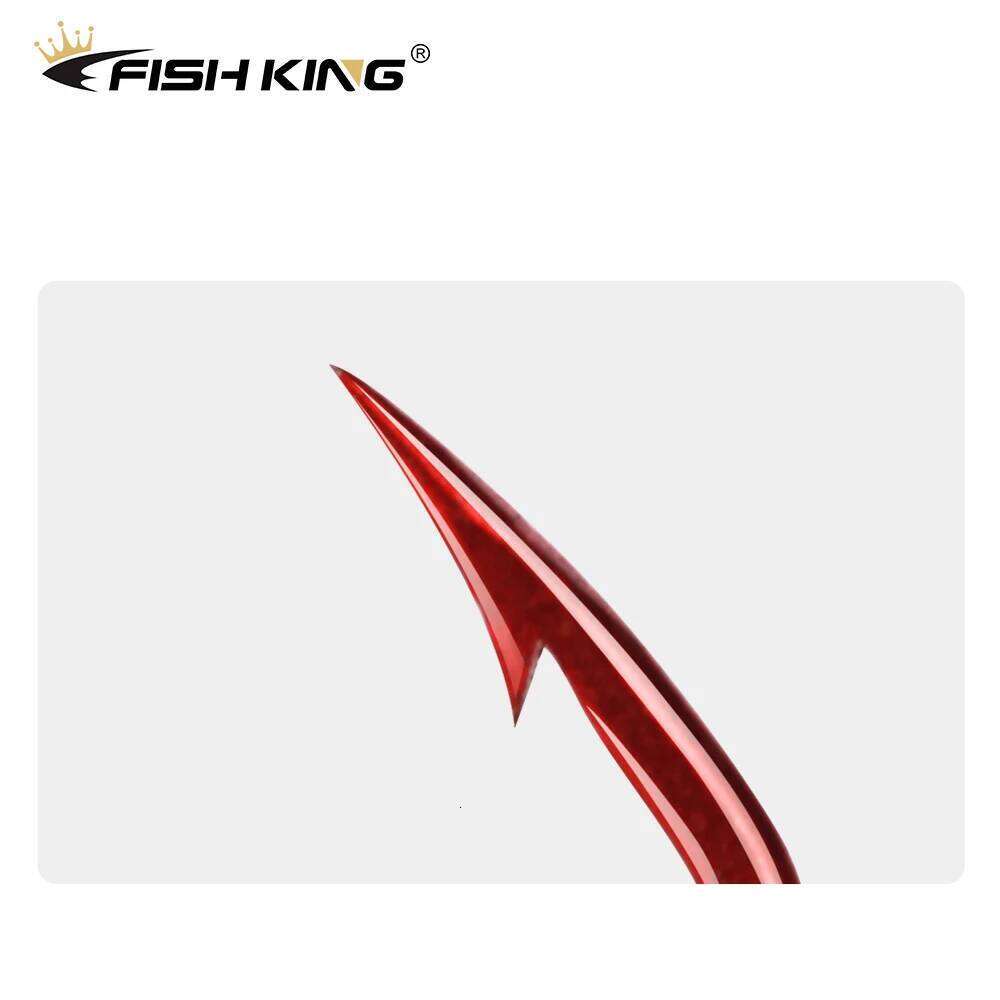 FISH KING Fishing 50pcs/100pcs 6#-10# Barbed High Carbon Steel Red With eyes Bent Baitholder Ringed Carp Hook Tackle Z260228
